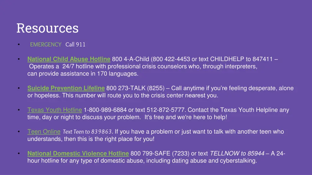 resources