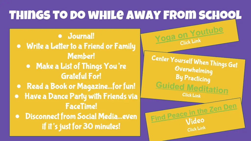 things to do while away from school 1