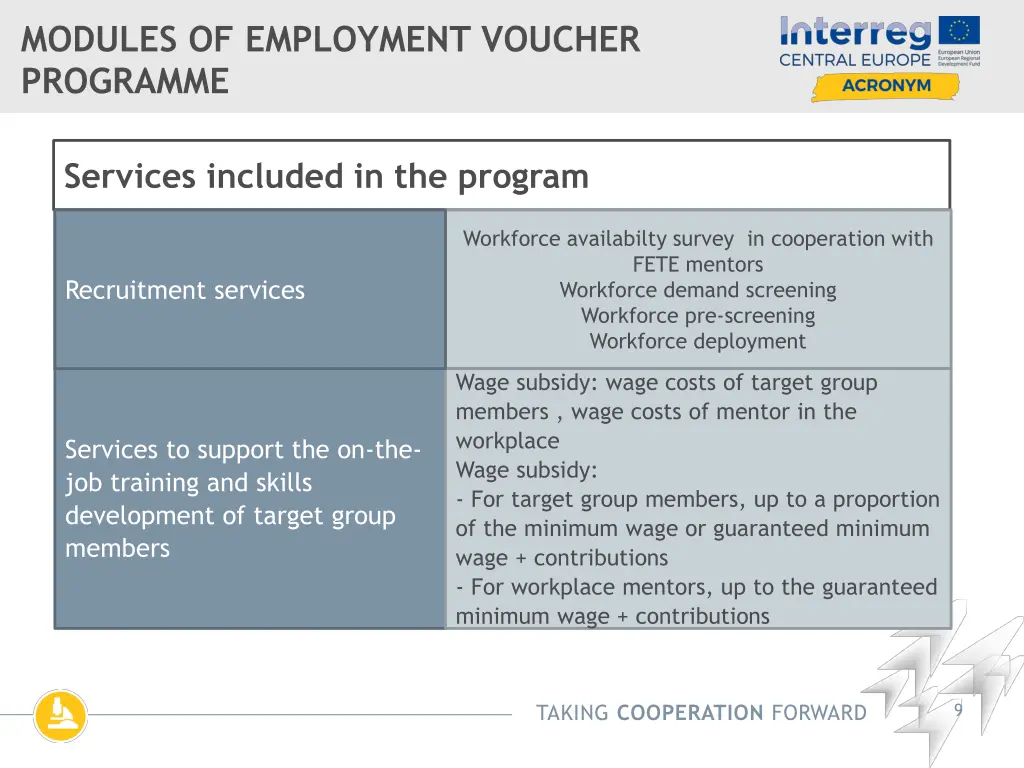 modules of employment voucher programme