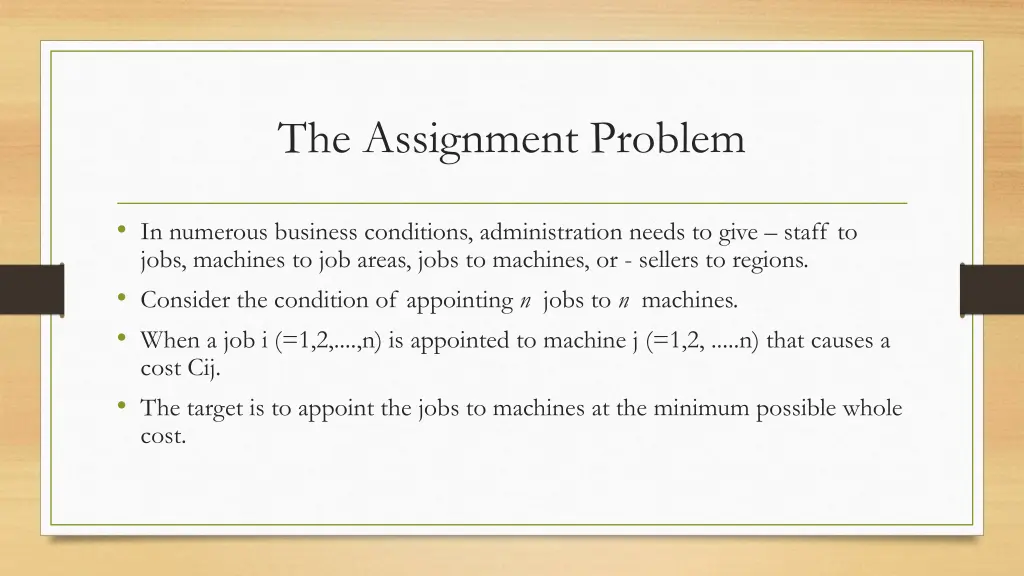 the assignment problem 1