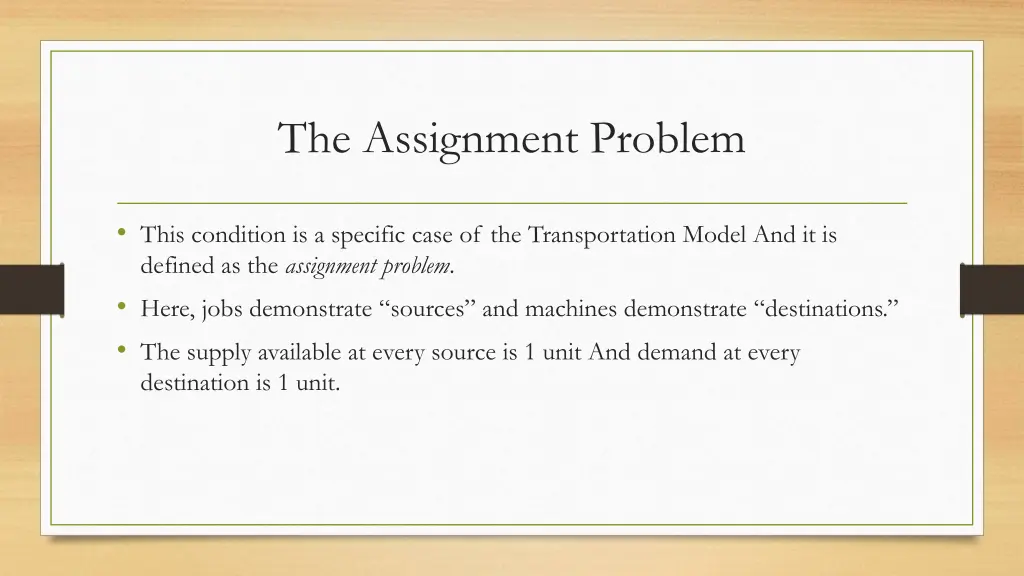 the assignment problem 2