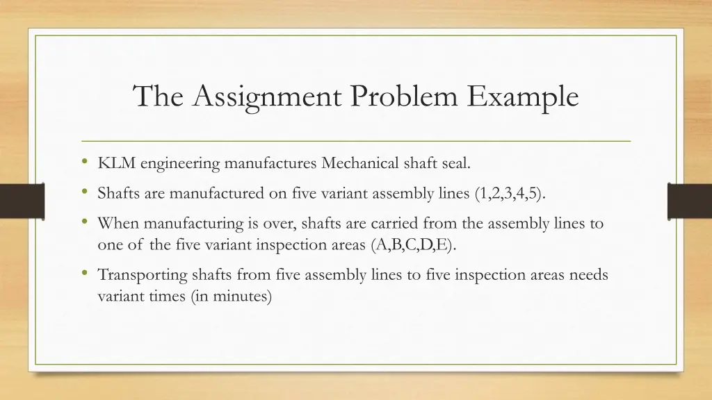 the assignment problem example