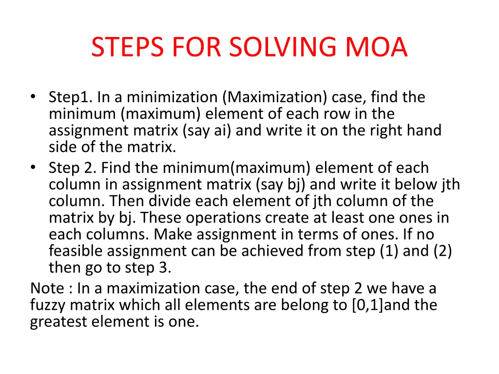 steps for solving moa