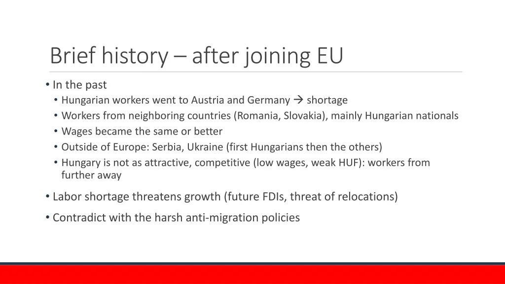 brief history after joining eu