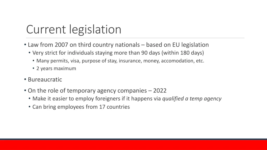 current legislation