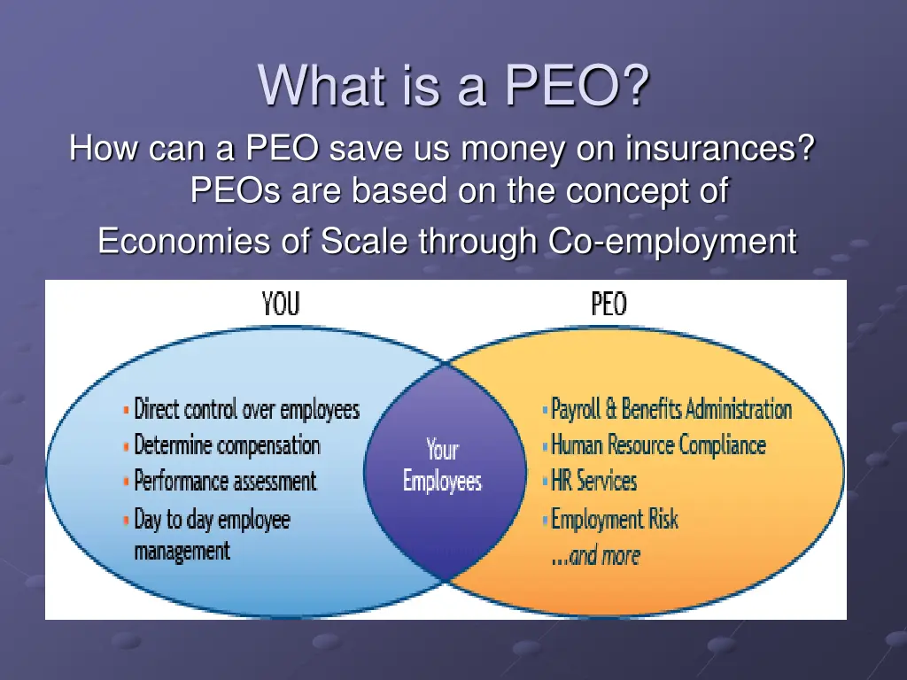 what is a peo how can a peo save us money