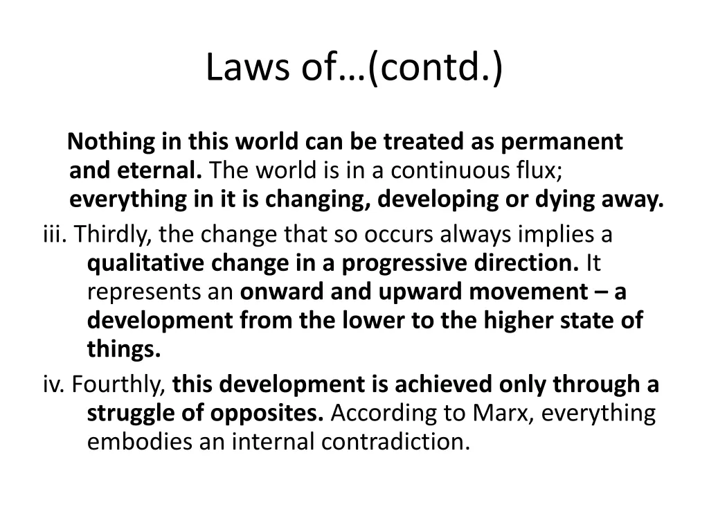 laws of contd