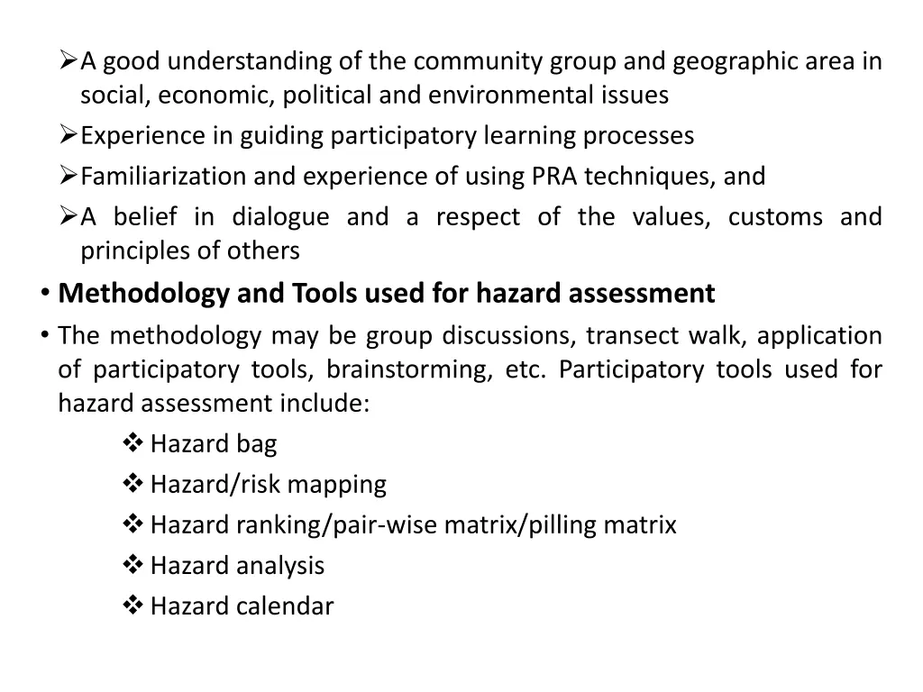 a good understanding of the community group