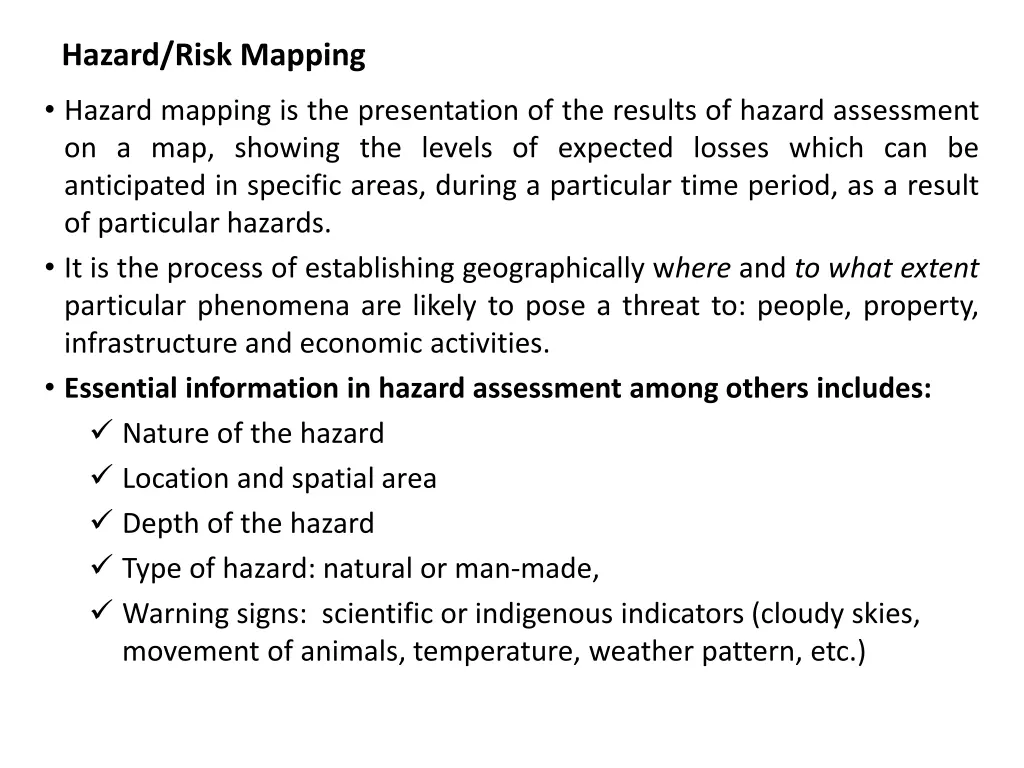 hazard risk mapping