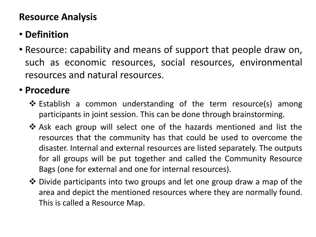 resource analysis