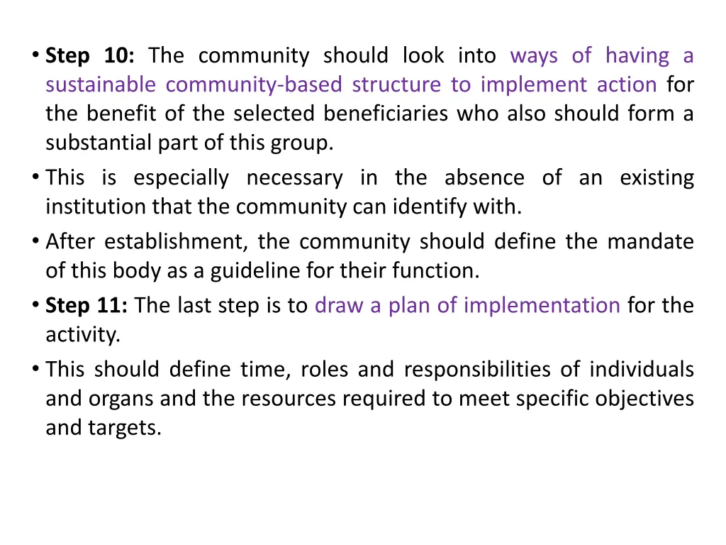 step 10 the community should look into ways