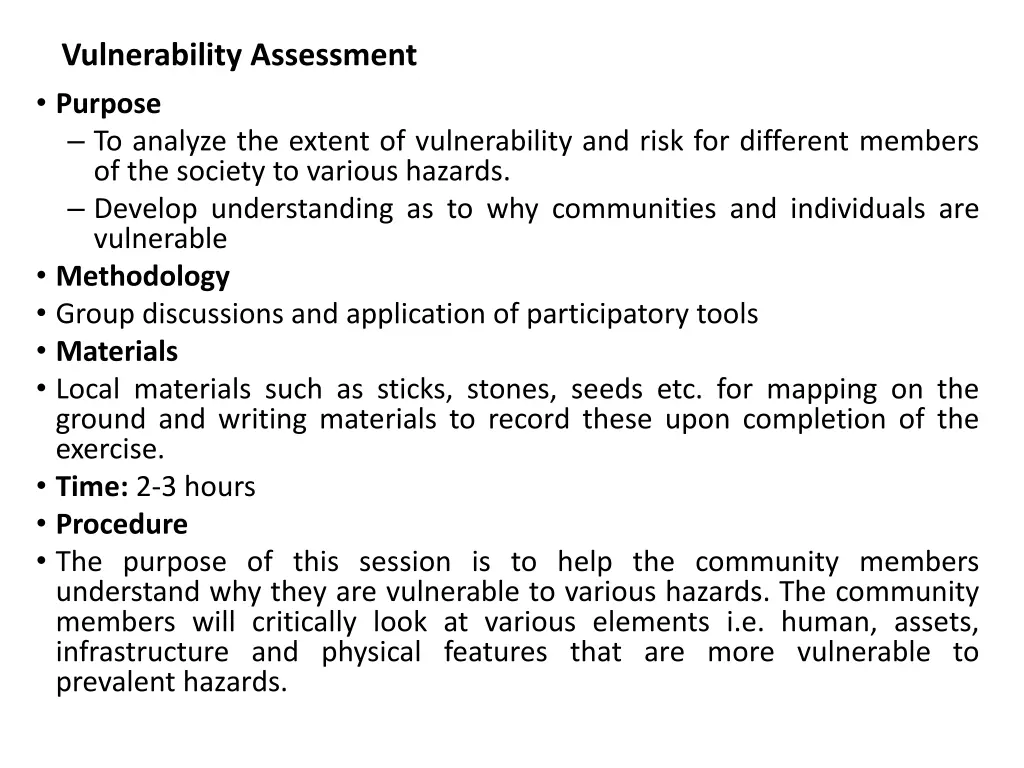 vulnerability assessment purpose to analyze