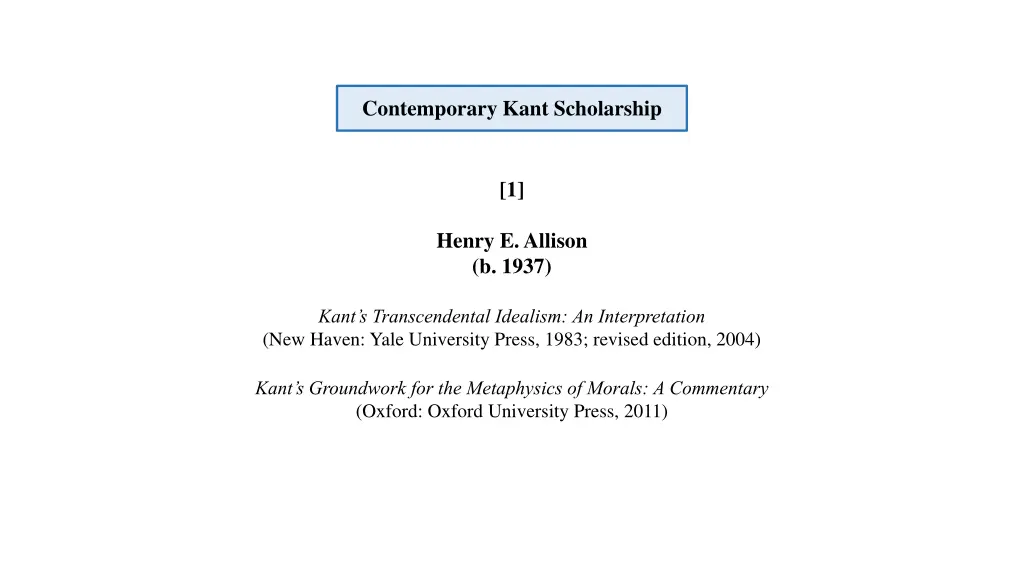 contemporary kant scholarship 1