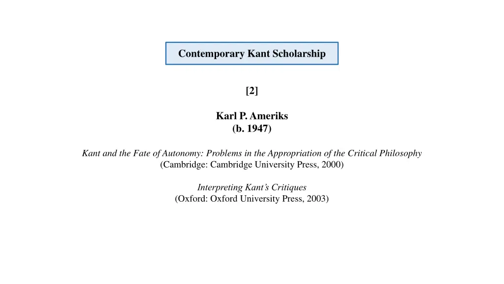 contemporary kant scholarship 2