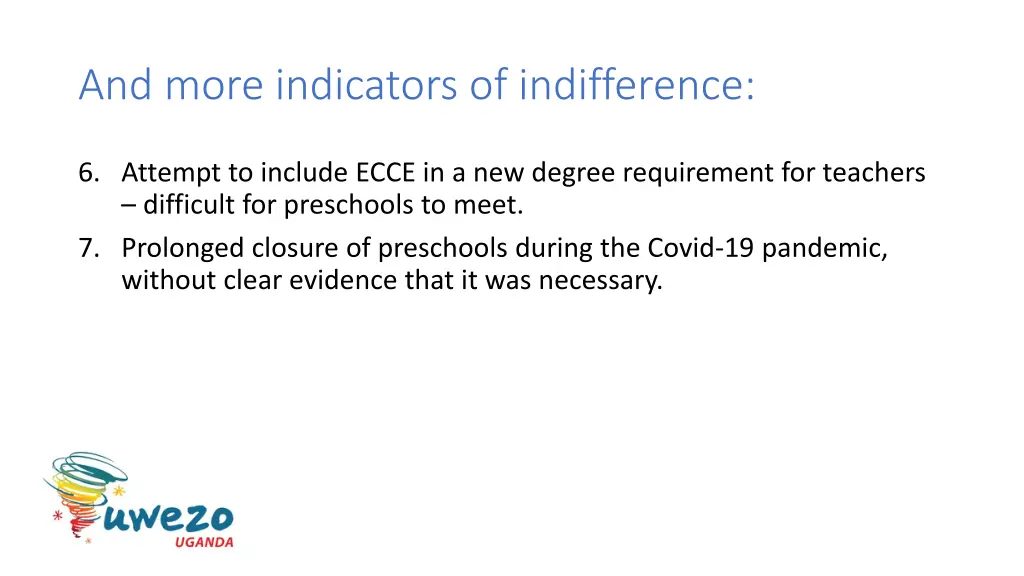 and more indicators of indifference