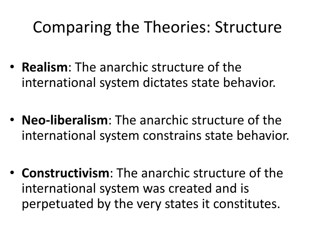 comparing the theories structure