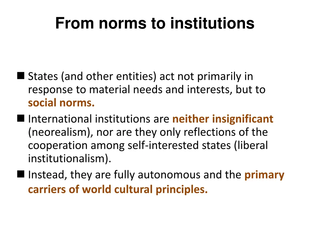 from norms to institutions