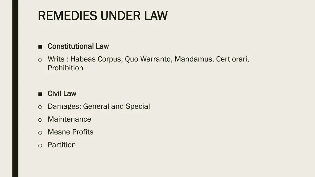 remedies under law remedies under law
