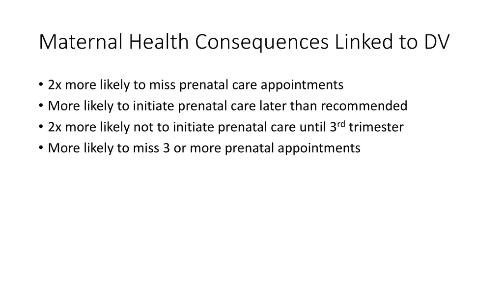 maternal health consequences linked to dv