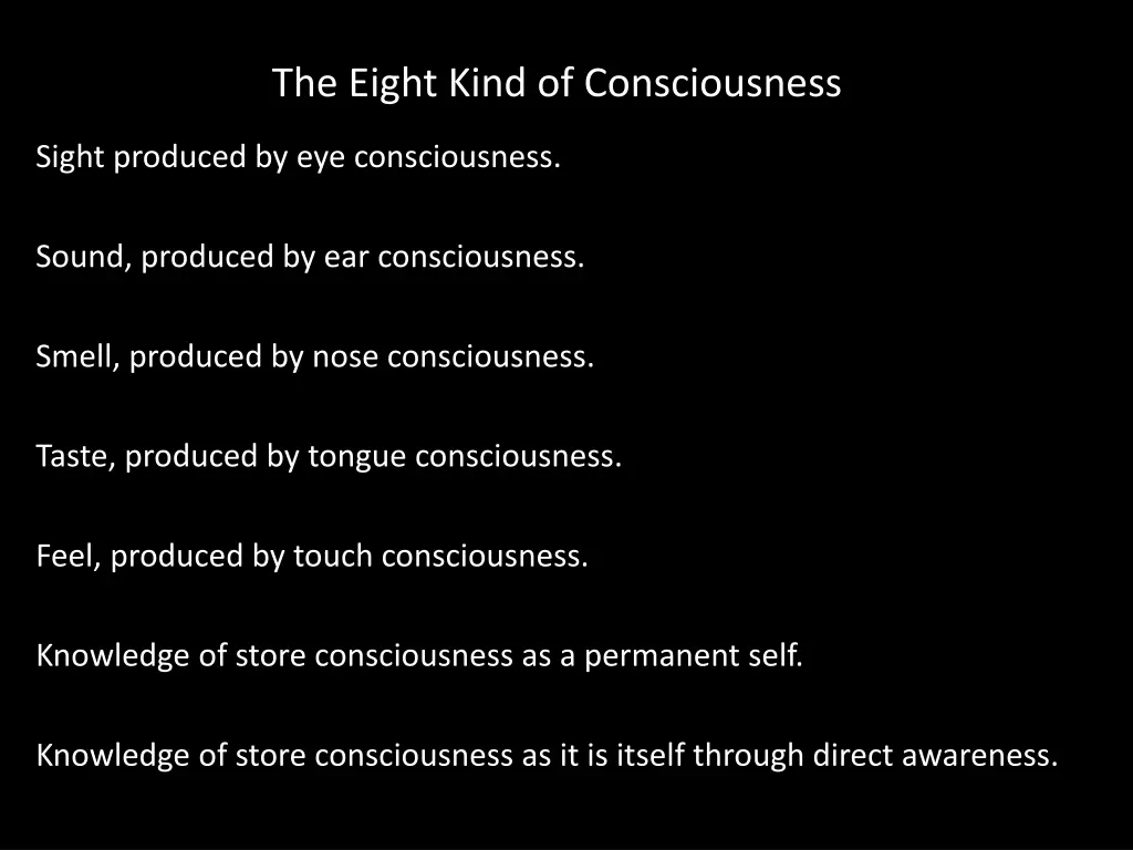 the eight kind of consciousness