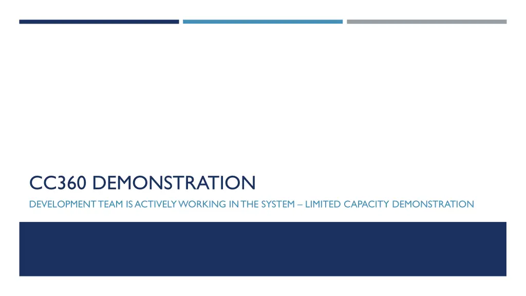 cc360 demonstration development team is actively