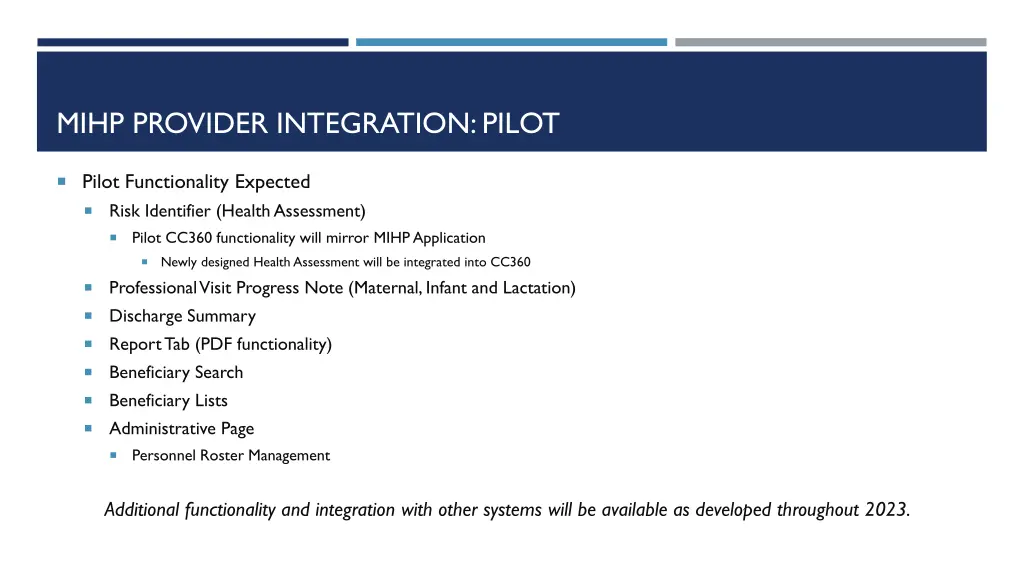 mihp provider integration pilot