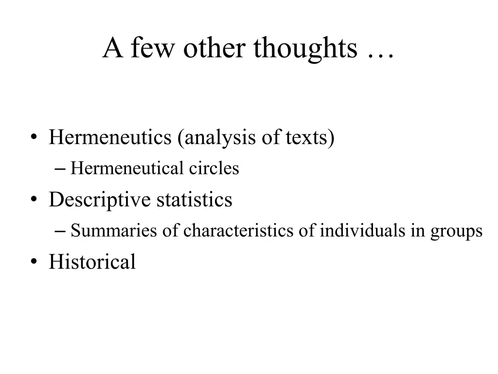 a few other thoughts