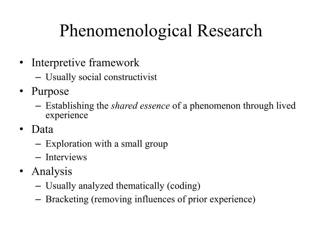 phenomenological research