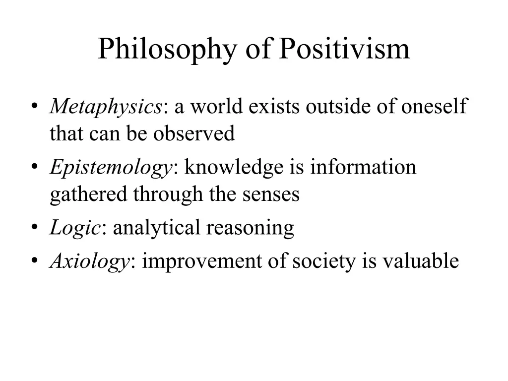 philosophy of positivism