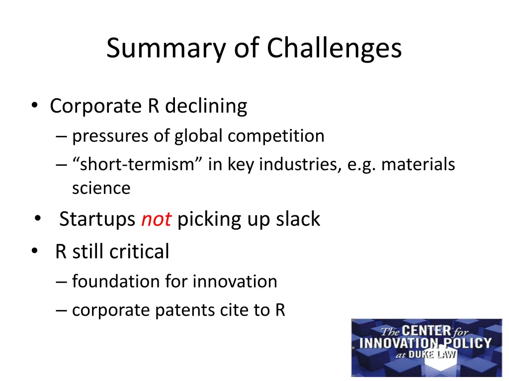 summary of challenges