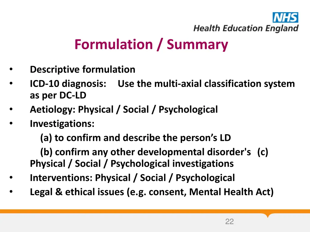 formulation summary