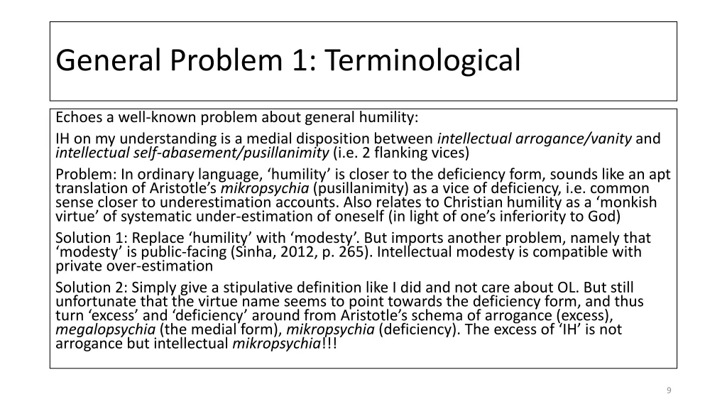 general problem 1 terminological