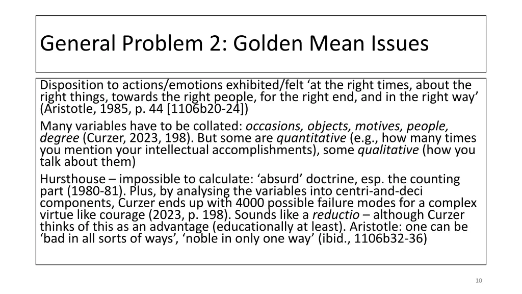 general problem 2 golden mean issues