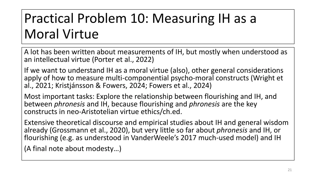 practical problem 10 measuring ih as a moral