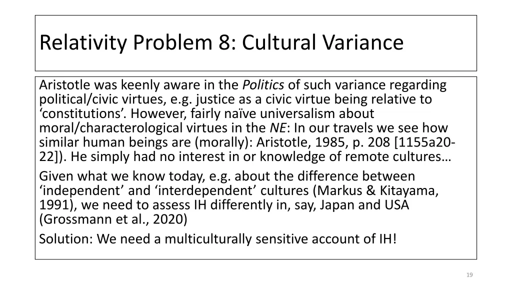 relativity problem 8 cultural variance