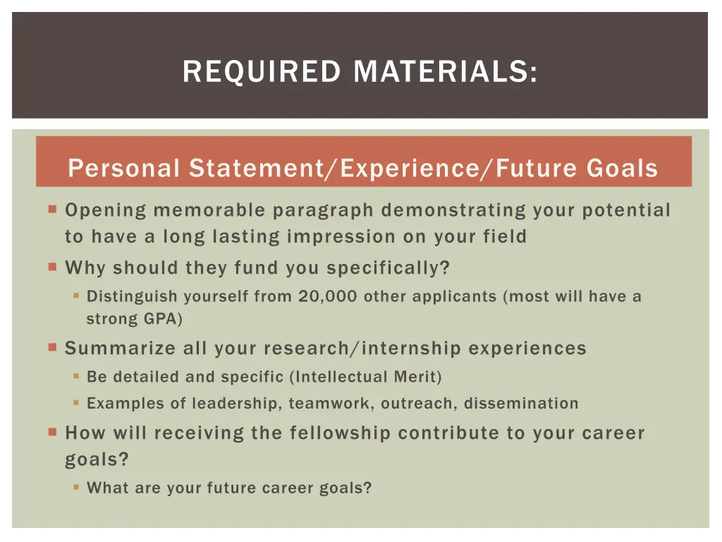 required materials