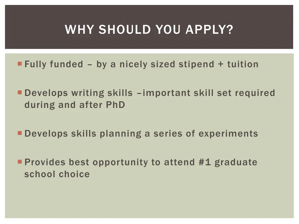 why should you apply
