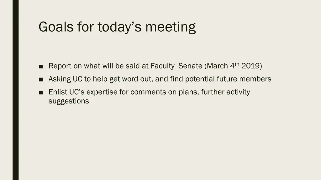 goals for today s meeting