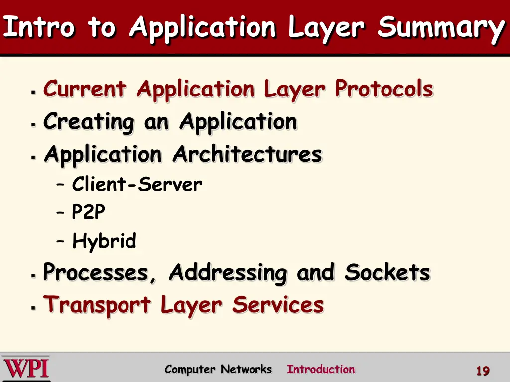intro to application layer summ ary