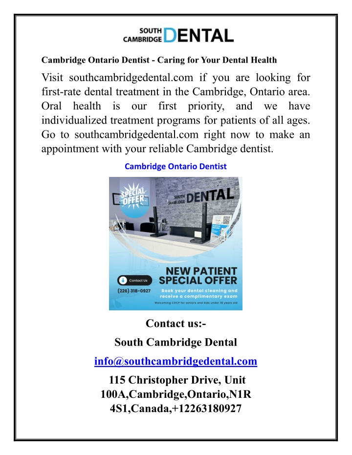cambridge ontario dentist caring foryour dental