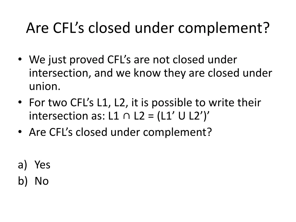 are cfl s closed under complement