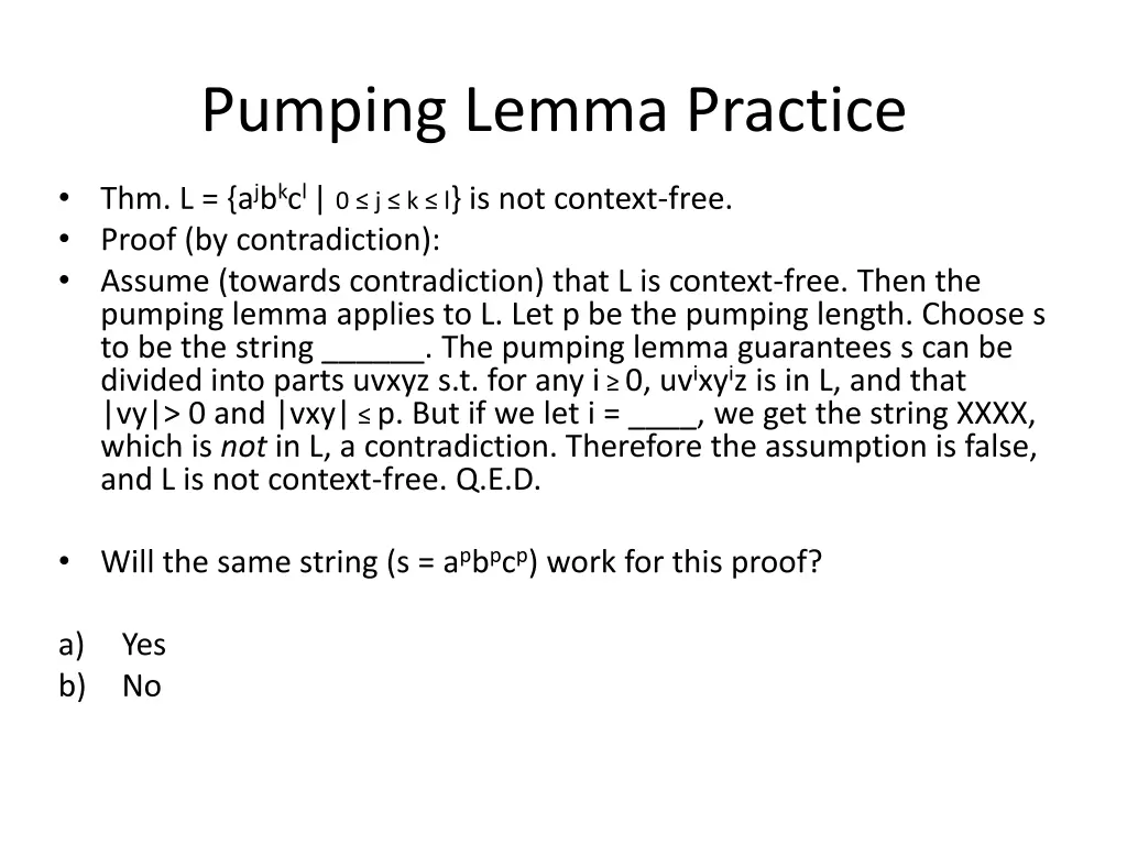 pumping lemma practice 1