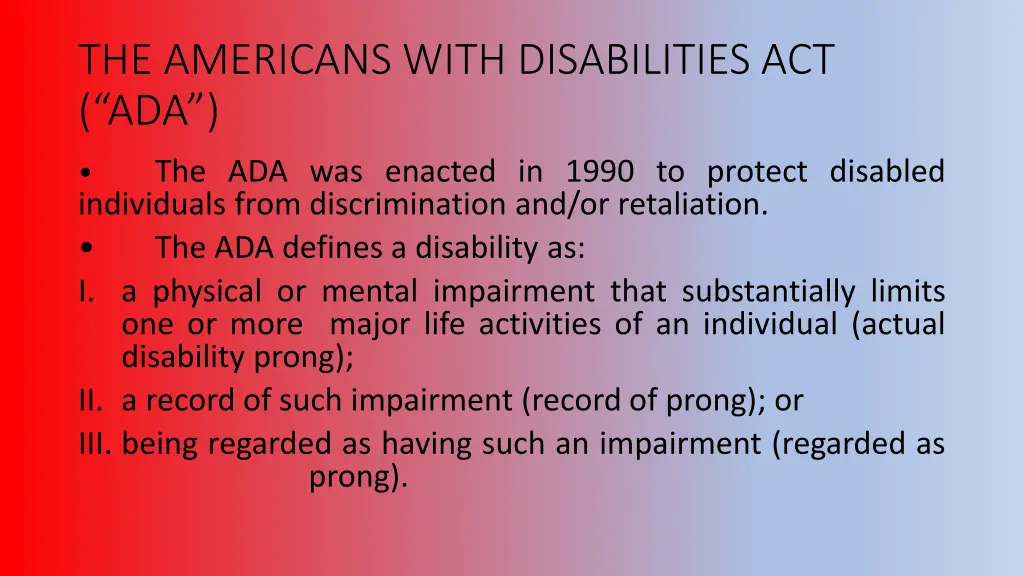 the americans with disabilities act ada