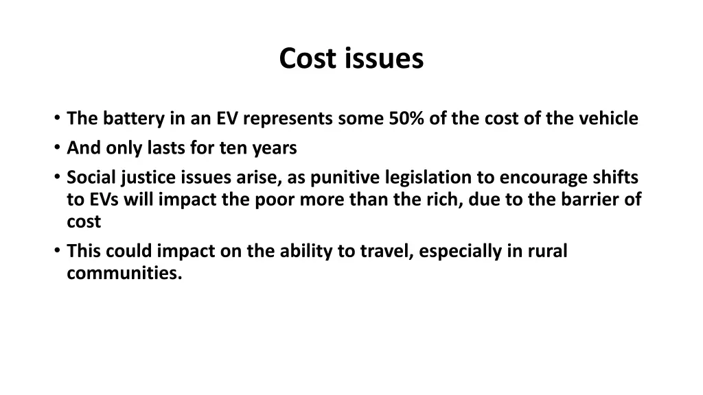 cost issues