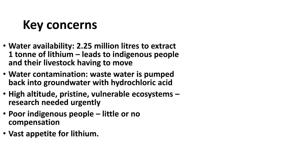 key concerns
