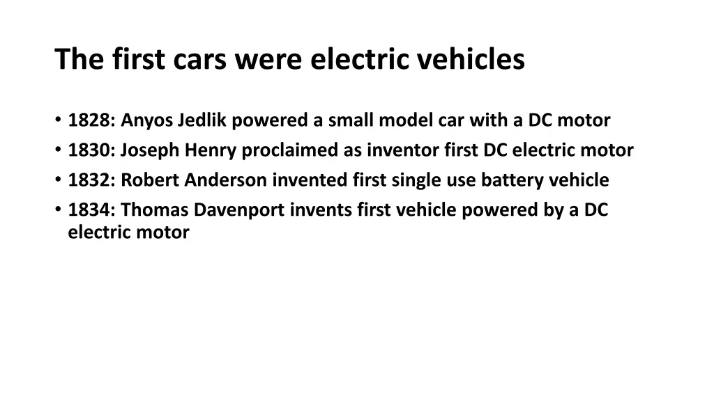 the first cars were electric vehicles