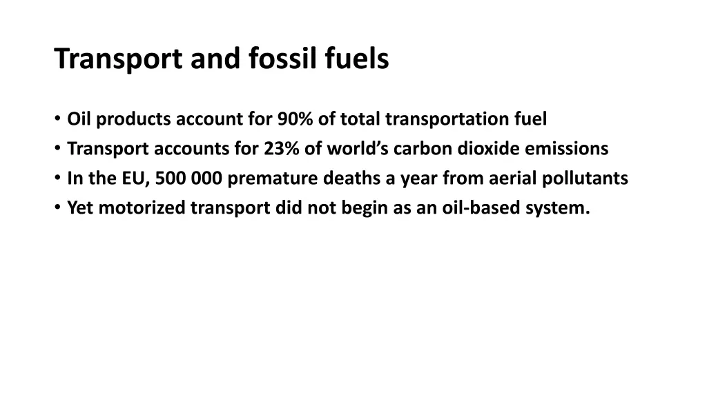 transport and fossil fuels