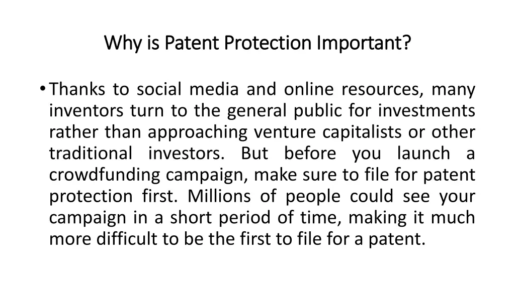 why why is is patent 1