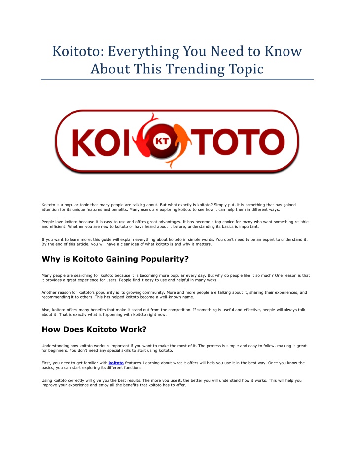 koitoto everything you need to know about this