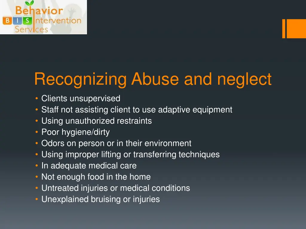 recognizing abuse and neglect